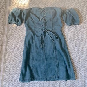 EXPRESS denim off the shoulder dress